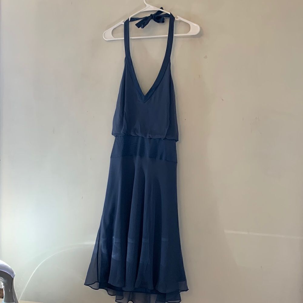 Laundry by Shelli Segal blue flowy cut out back dress Size 8 New